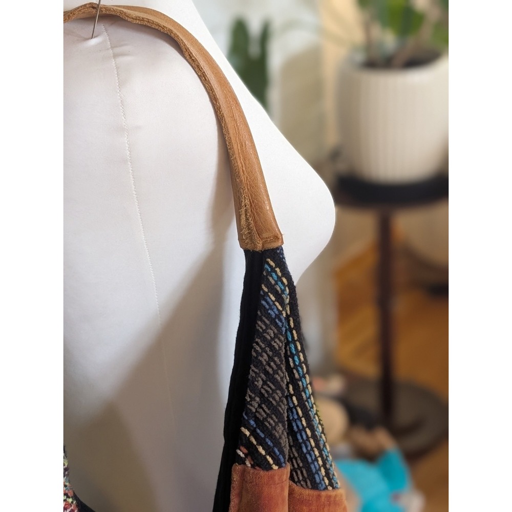 Coldwater Creek Maywine Patchwork Hobo Bag Velvet Corduroy Tapestry Leather... - Picture 6 of 14